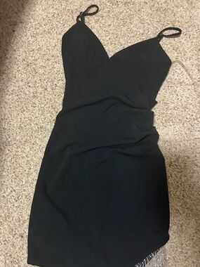 Classic Black V-Neck Spaghetti Strap Mini Dress